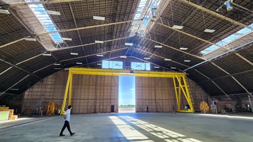 Interior of a hangar.