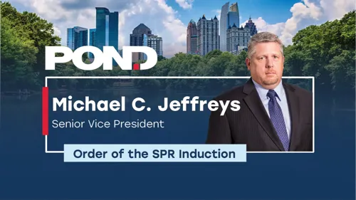 Graphic of Michael C. Jeffreys with Order of the SPR Induction