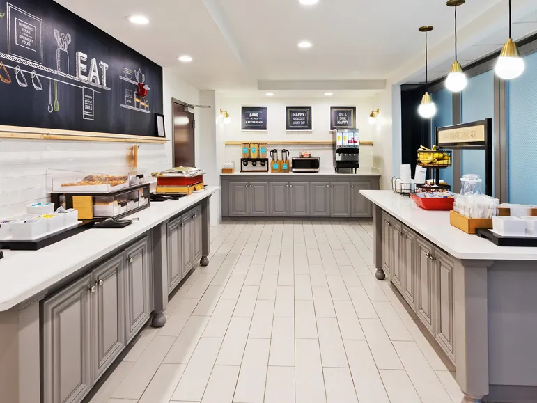 Kitchen area inside Hilton's Hampton Inn